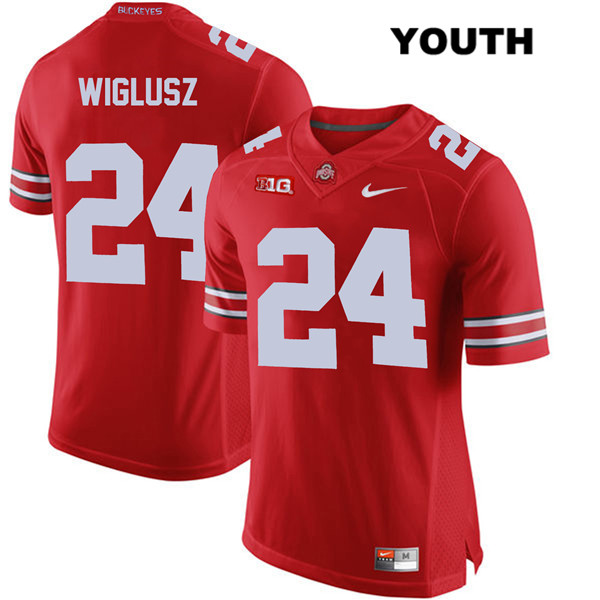 Ohio State Buckeyes Youth Sam Wiglusz #24 Red Authentic Nike College NCAA Stitched Football Jersey GN19V72FG